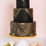 Black and Gold Wedding Cake