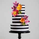 Black and White Striped Wedding Cake