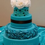 Blue Cake with White Flowers