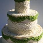 Moss and Lace Wedding Cake