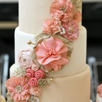 Peach and Gold Wedding Cake