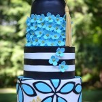 Blue Patterned Graduation Cake