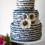 Blue and White Ruffled Cake