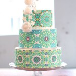 Colorful Tiled Patterned Tiered Cake