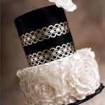 Gold Leaf Lace and Rosettes Cake