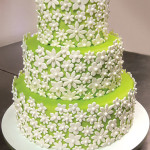 Green Wedding Cake with White Flowers