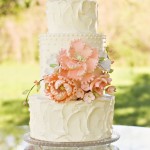 Peach Floral Wedding Cake