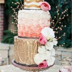 Pink and Gold Wedding Cake