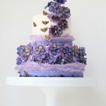 Purple Flowers and Fluttering Butterflies Pretty Cake