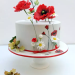 Birthday Cake with Painted Poppies