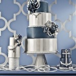 Blue and White Wedding Cake