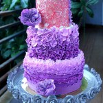 Lavender Ruffled Wedding Cake