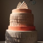 Peach Fringe Wedding Cake