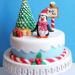 Penguin North Pole Christmas Cake