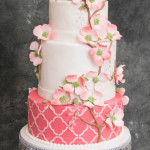 Pink Dogwood Quatrefoil Cake