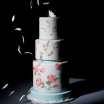 Romantic Wedding Cake with Painted Roses