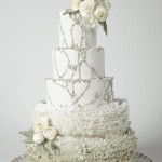 Wedding Cake with Fondant Ruffles and Flowers