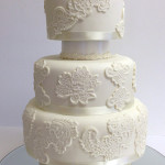 White Fondant Lace Appliqué Cake