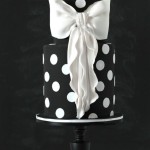 White and Black Cake with Big Bow