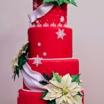 Elegant Christmas Cake in Red