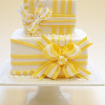 2 Tier Square Cake with Cute Yellow Ribbons