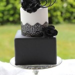 Beautiful Black Lace Two Tiered Cake