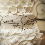 Beautiful White Flowers and Leaves Cake