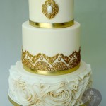 Gorgeous Gold and White Cake by Way Beyond Cakes