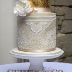 Hand Piped Edible Pearls Patterned Wedding Cake