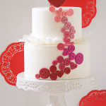 Hearts and Buttons Wedding Cake