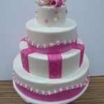 Pink and White Sweet Wedding Cake