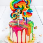 Psychedelic Rainbow Swirl Lollipop Cake