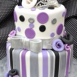 Purple, Silver, Black and White Cake