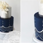 Navy Wedding Cake Art Decor by Faye Cahill Inspired by a Jenny Packham Gown