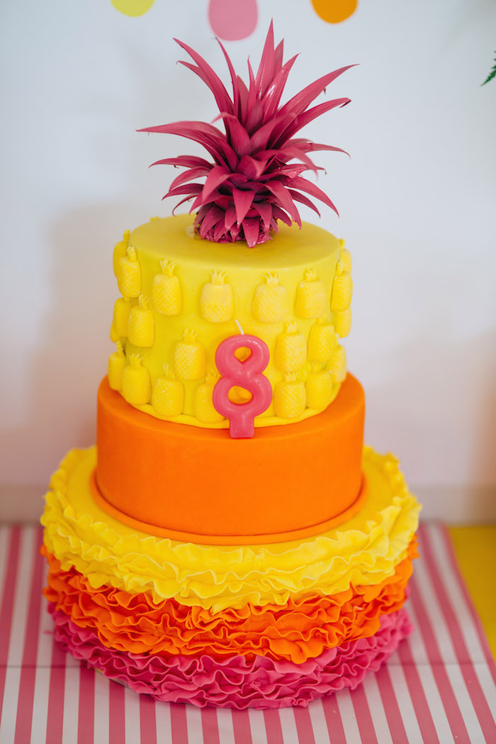 Pineapple buttercream and fondant birthday cake | Fondant cakes birthday, Pineapple  cake decoration, Pineapple cake
