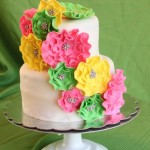 Pink, Green and Yellow Baby Shower Cake