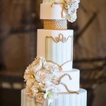 Rustic Rope Cake with Soft Blossoms and Teal Accents