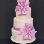 Spiderweb Lace And Light Plum Bows Cake