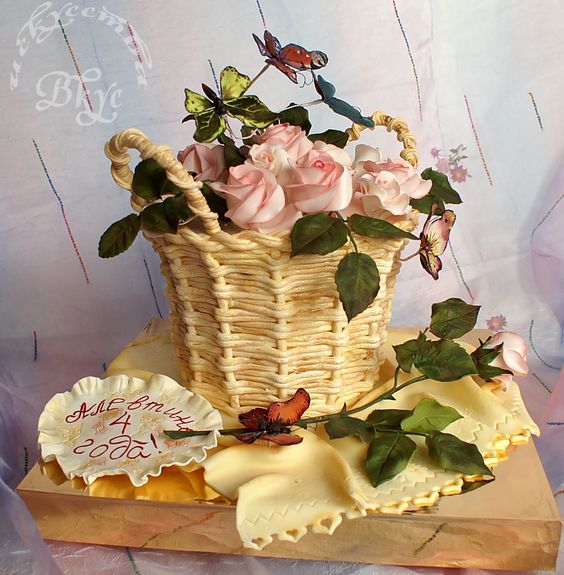 Basket weave and flowers using the Russian icing tips | Bolo de abacaxi,  Bolo