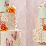 Vertical Fondant Frills Wedding Cake Design by Steel Penny Cake