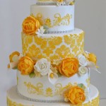 White and Yellow Tower Cake